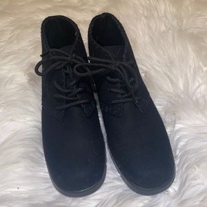 Talbots black low heel booties with stitching pattern on top